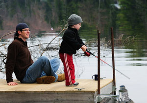 Boy Fishing on Dock